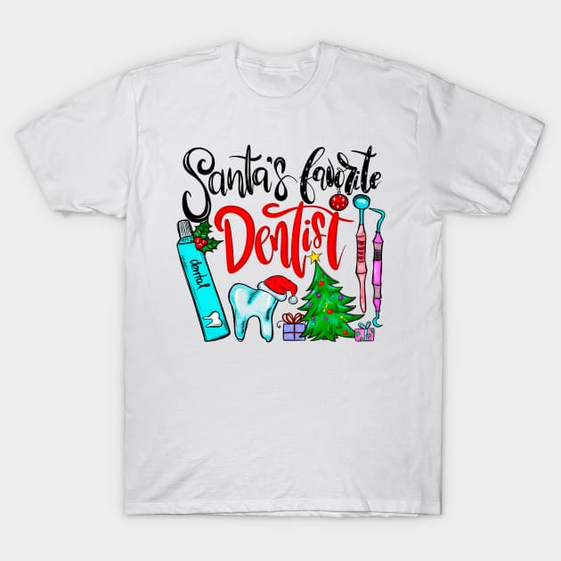 Santa’s Favorite Dentist Christmas T-Shirt by OrnamentallyYou